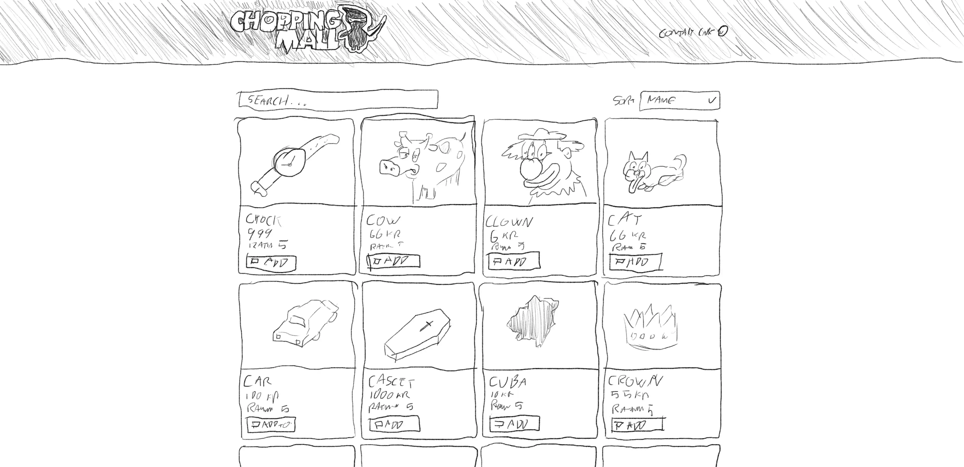 Chopping Mall project thumbnail sketch