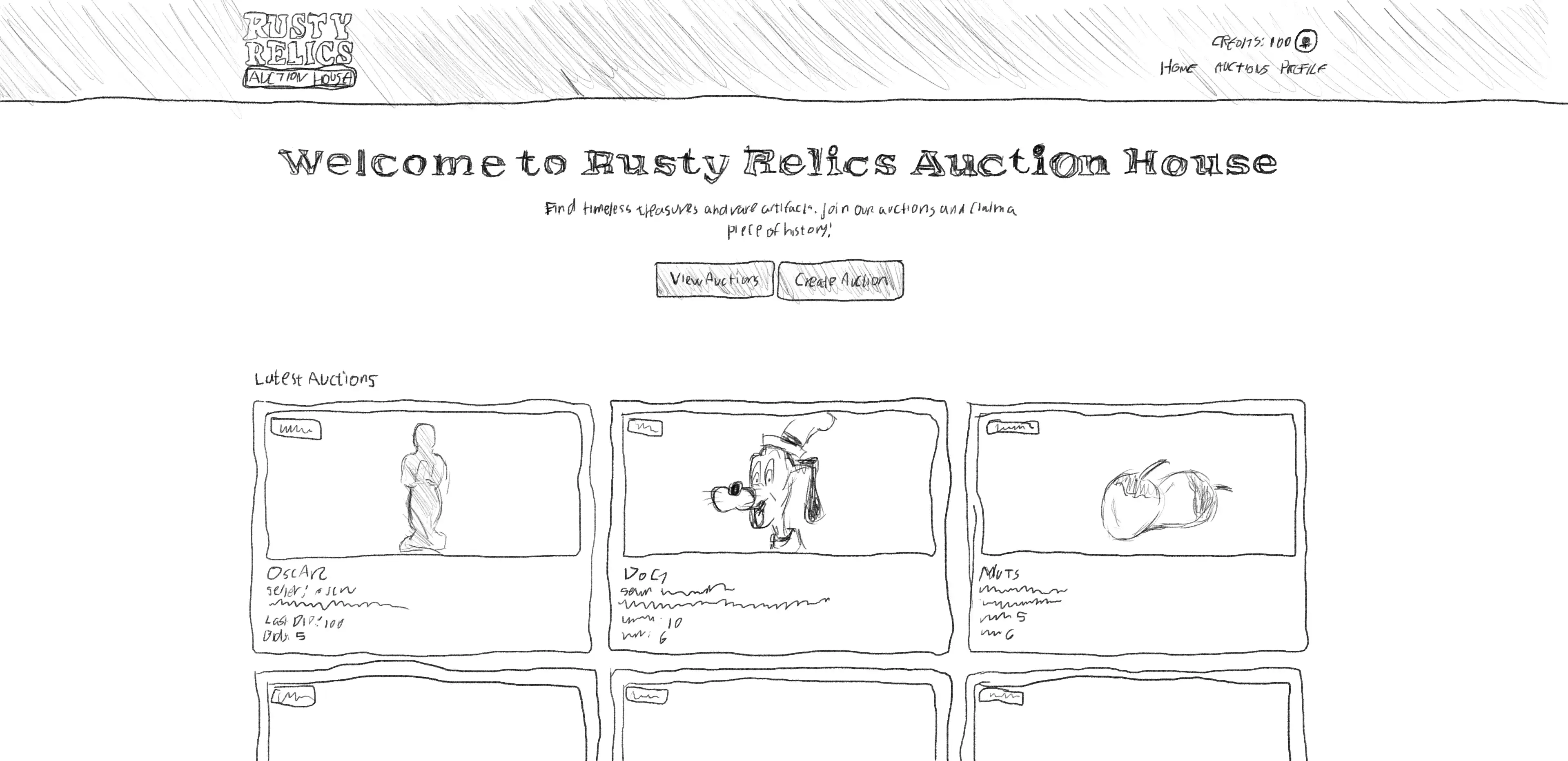 Rusty Relics project thumbnail sketch